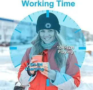 قبعة شتوية بسماعات Bluetooth وضوء LED