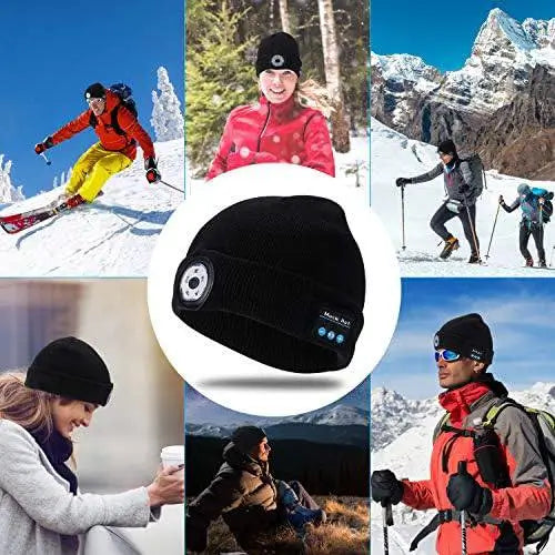 قبعة شتوية بسماعات Bluetooth وضوء LED